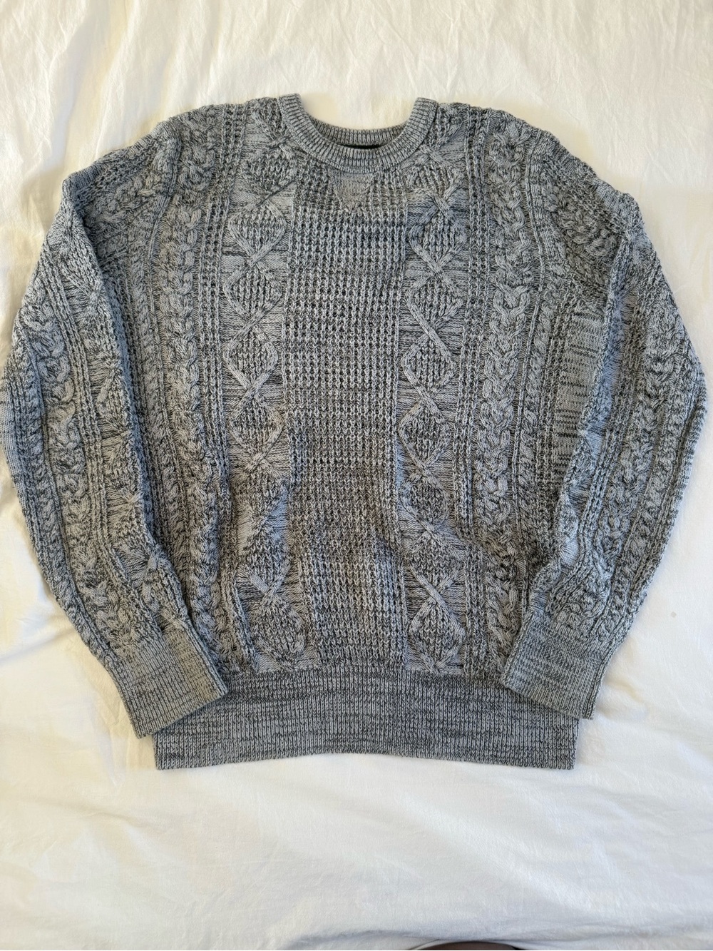 Banana Republic Gray Cable-Knit Crewneck Sweater